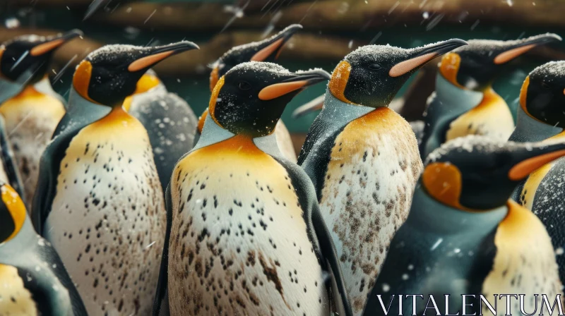 King Penguins in Snow - Captivating Group Shot AI Image