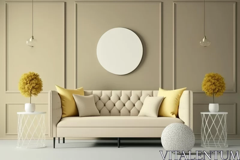 AI ART Luxurious Geometry in Beige and Yellow - Interior Artwork