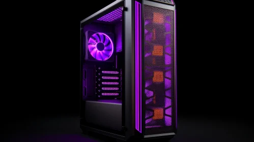 Futuristic Black and Purple Gaming Tower with ARGB Lighting