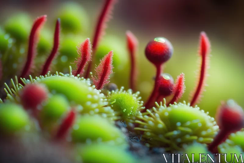 Intricate Details of Red Fungus Plants in Norwegian Nature AI Image