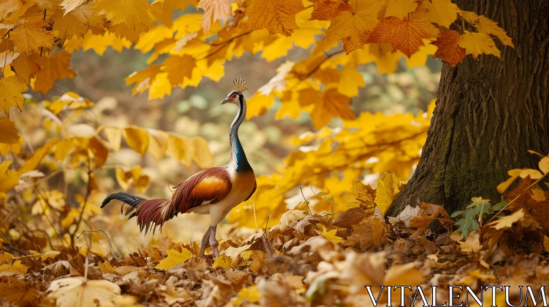 Pheasant in Woods: Colorful Fall Scene AI Image