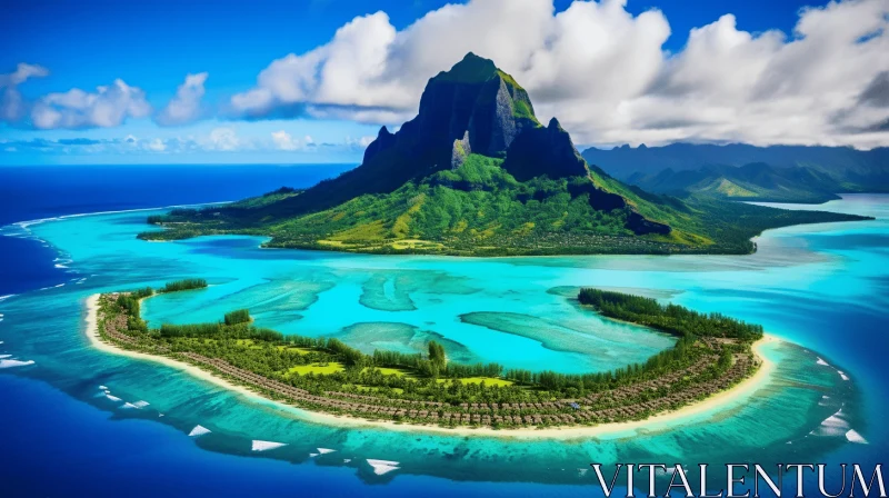Bora Bora Mountain in Crystal Blue Waters | Saturated Color | Matte Painting | National Geographic AI Image