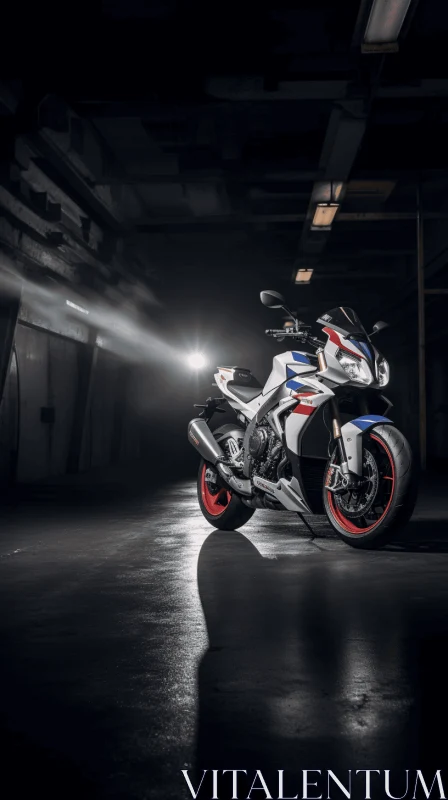 Motorcycle in Dark Garage | Chromatic Purity | 32k UHD AI Image