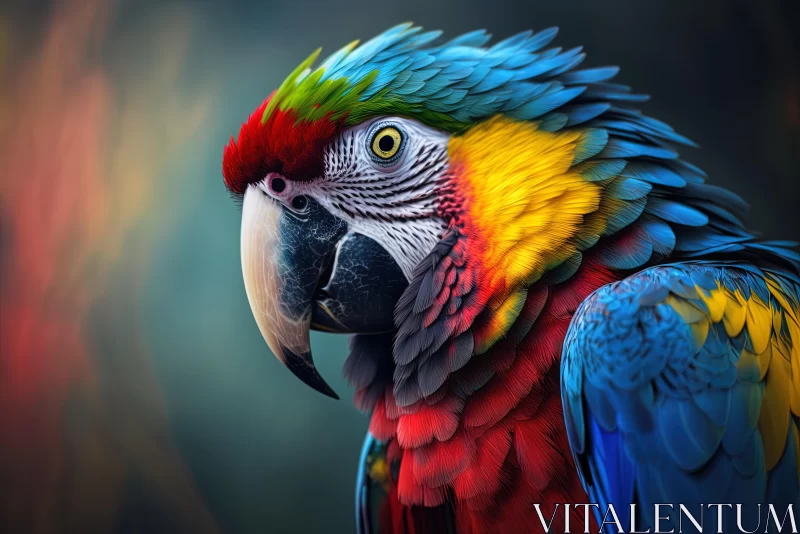 Vibrant Parrot Close-Up | Digital Art | Photo-Realistic Techniques AI Image