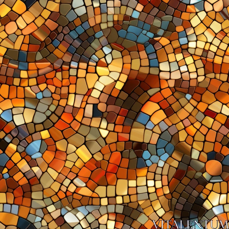 Warm Color Mosaic Pattern for Background AI Image