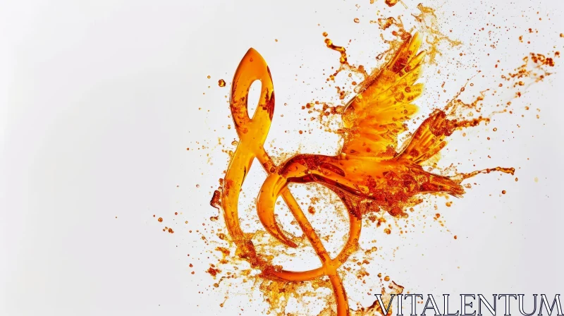 Captivating Orange Liquid Treble Clef Artwork AI Image