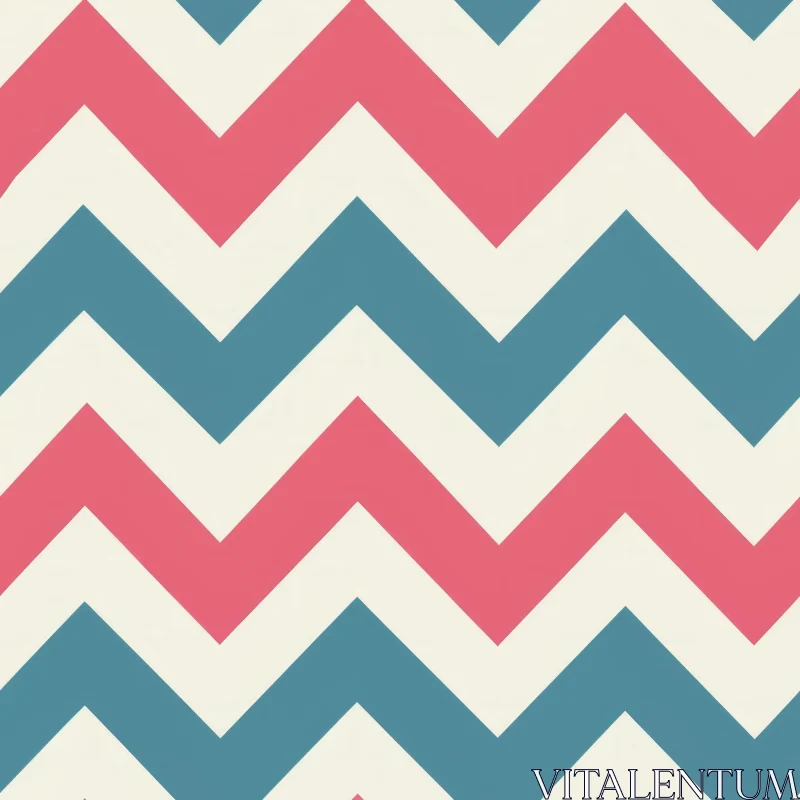 Chevron Retro Vector Pattern - Pink, Blue, White AI Image