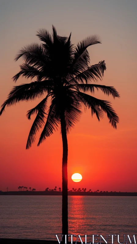 Captivating Palm Trees on Beach at Sunset - Nature Photography AI Image