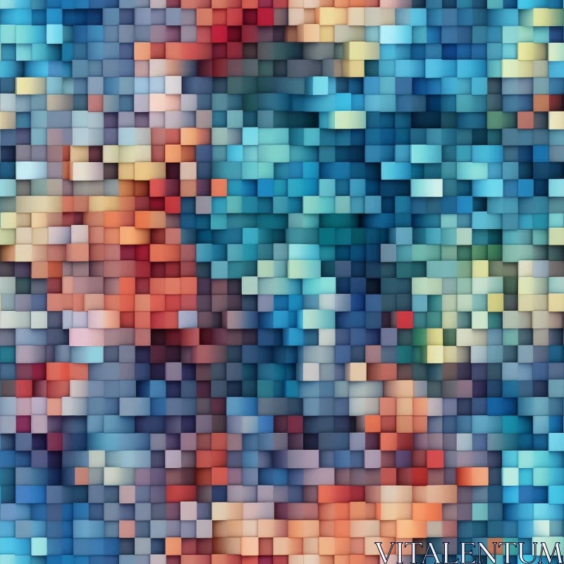 AI ART Colorful Square Mosaic Pattern for Design Projects