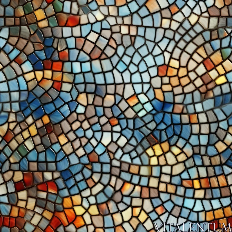 Colorful Stained Glass Mosaic Tile Pattern AI Image