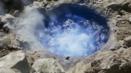 Enchanting Geothermal Hot Spring Pool with Blue Bubbling Water