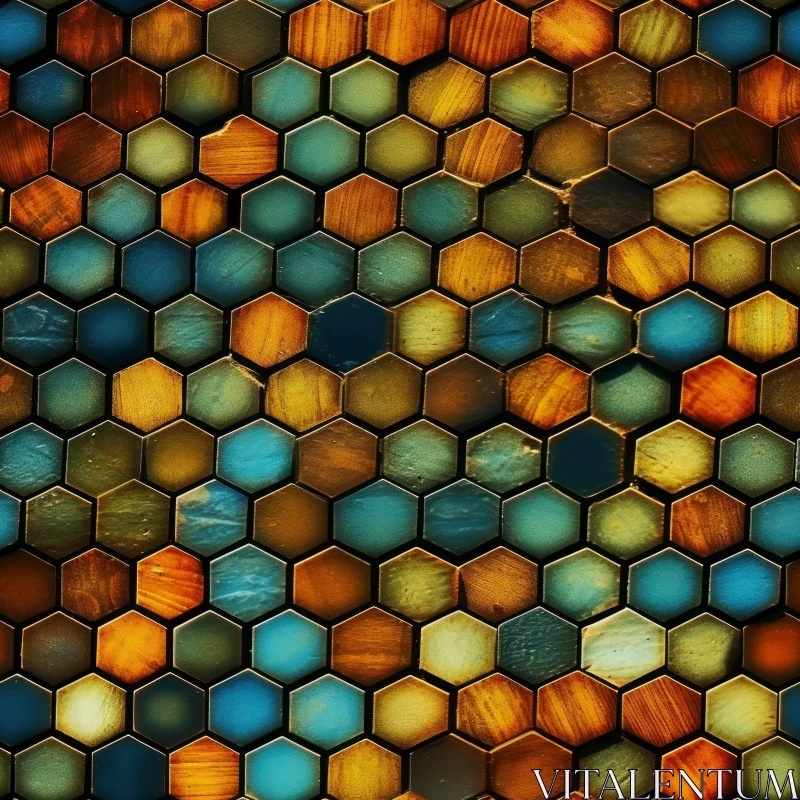 Hexagon Seamless Pattern - Wood Grain Texture AI Image