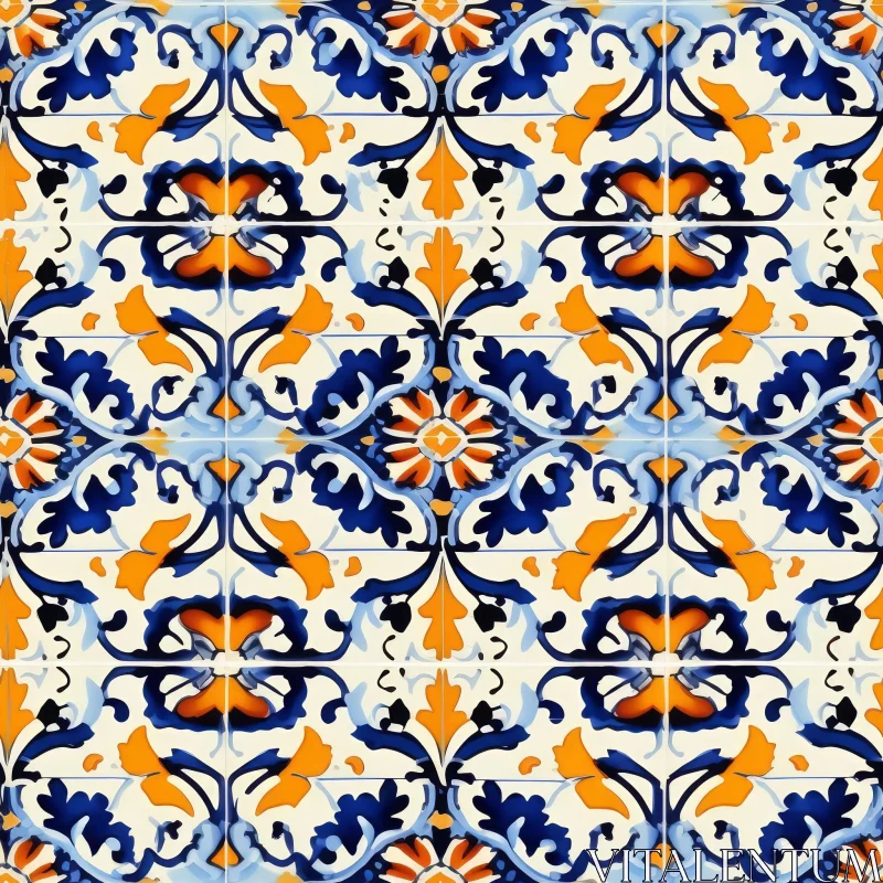 Portuguese Azulejos Tiles Pattern AI Image