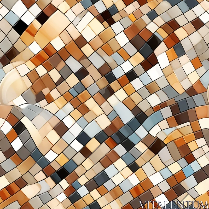 AI ART Classic Mosaic Grid Pattern in Brown, Orange, Gray