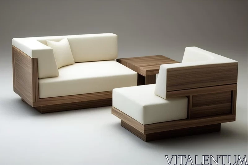 Contemporary Furniture in White Wood: Japanese Contemporary Design AI Image