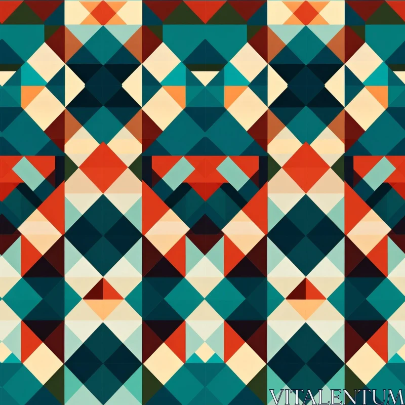 Moroccan Inspired Geometric Pattern - Blue, Green, Orange, White AI Image