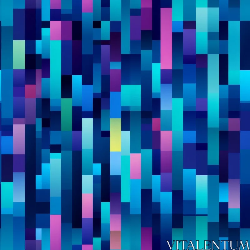 AI ART Pixelated Blue Purple Pink Rectangles Pattern