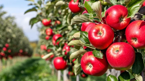 Ripe Red Apples on Apple Tree in Orchard - Nature Photography