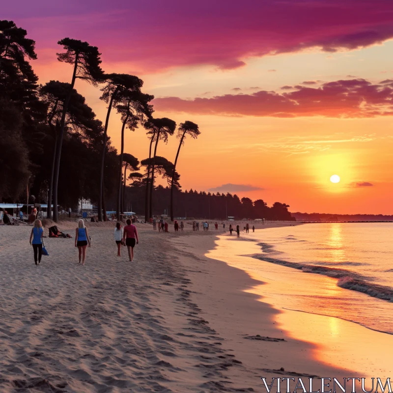 Captivating Sunset on the Beach - Orange and Magenta Skies AI Image