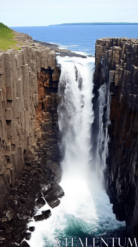 Captivating Waterfall on Towering Cliff - A Stunning Natural Wonder AI Image