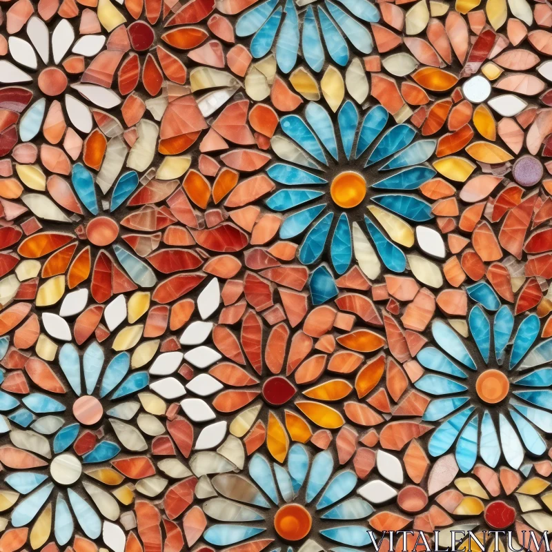 Colorful Glass Floral Mosaic on White Background AI Image
