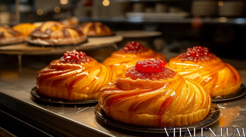 Delicious Golden Brown Pastries with Sweet Glaze AI Image