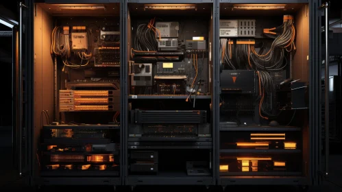 Detailed Server Rack Interior | Networking Equipment | Electronic Devices