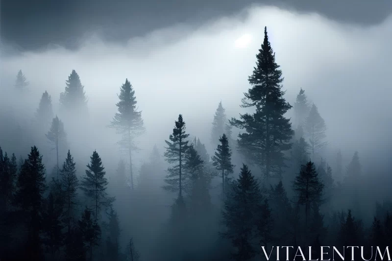 AI ART Enchanting Foggy Forest - Captivating Dark Landscape