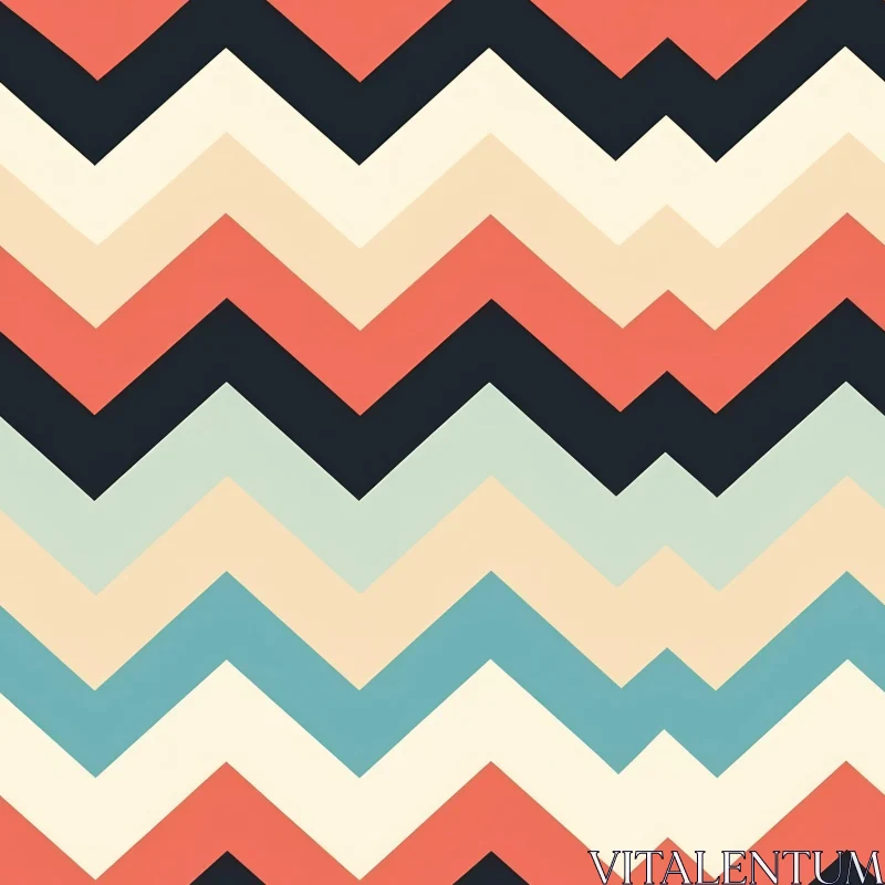 Retro Geometric Zig-Zag Stripes Pattern AI Image