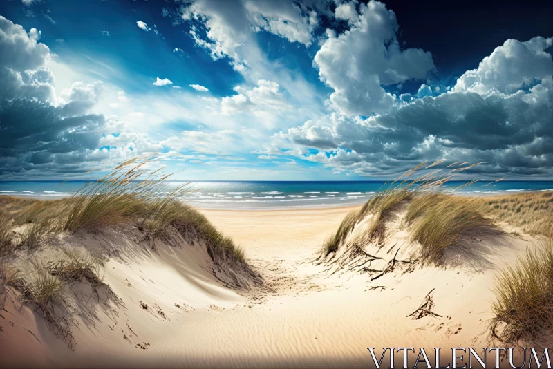 Serene Beach with Sandy Dunes: Hyper-realistic Australian Landscape AI Image