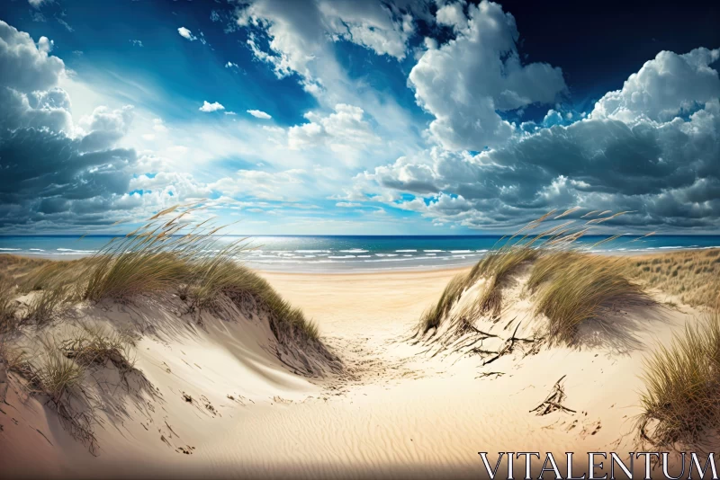 Serene Beach with Sandy Dunes: Hyper-realistic Australian Landscape
