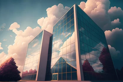 Captivating Glass Building with Detailed Illustrations | Retro Filters