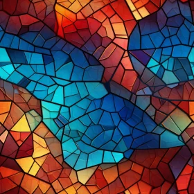 Abstract Mosaic Tile Pattern in Blue, Green, Yellow, Orange, and Red