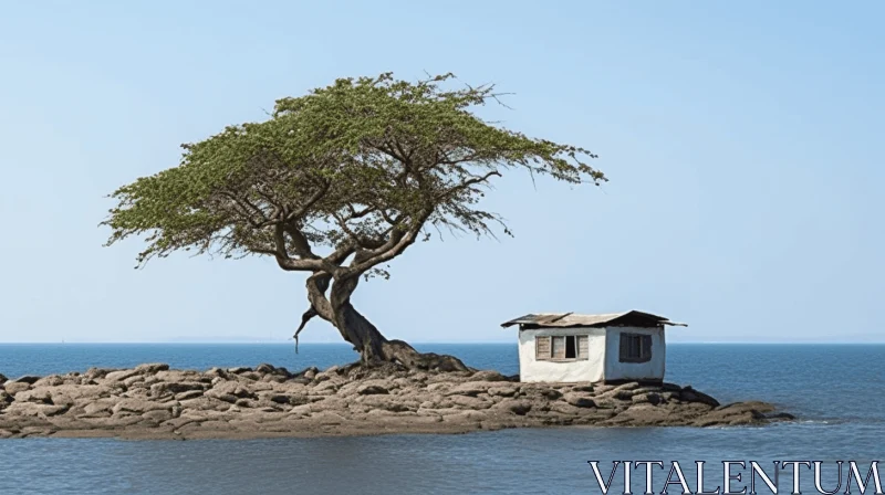 Captivating Island Retreat with Mbole Art Influence AI Image