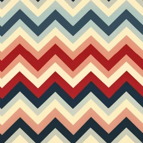 Chevron Zigzag Pattern in Blue, Pink, Red on White