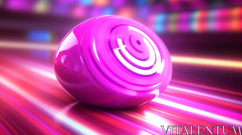 Abstract Pink Sphere 3D Rendering with Target Symbol AI Image