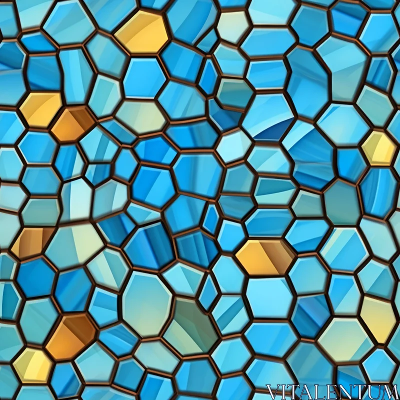 Blue and Yellow Stained Glass Mosaic Texture AI Image
