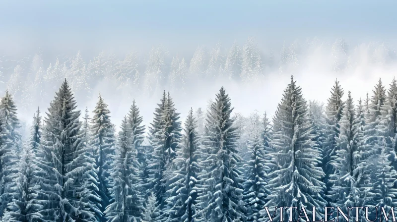 AI ART Captivating Winter Forest Landscape: Majestic Snow-Covered Trees