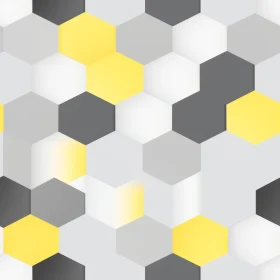 Hexagon Seamless Pattern in Yellow, Gray, and White