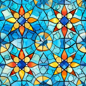 Seamless Stained Glass Pattern with Six-Pointed Stars