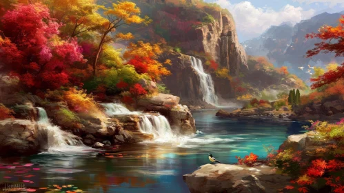 Serene Mountain Valley in Fall | Vibrant Forest & Waterfalls