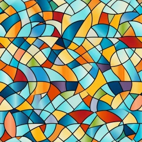 Stained Glass Mosaic Pattern - Colorful Glass Pieces