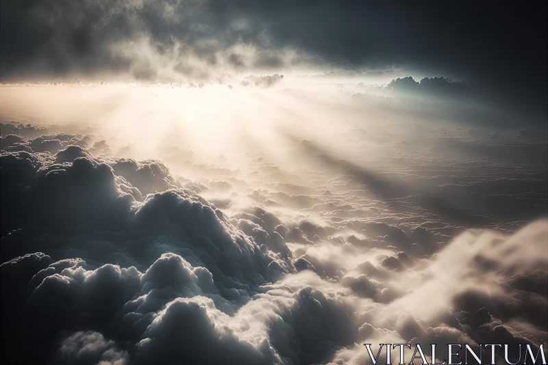 Sunlight and Clouds: A Surreal and Ethereal Landscape AI Image