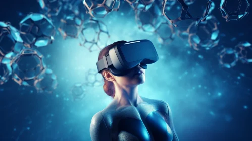 Blue Futuristic Virtual Reality Woman