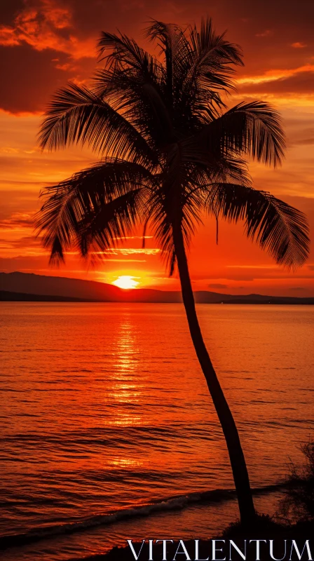Captivating Palm Tree on the Shore | Romantic Atmosphere AI Image