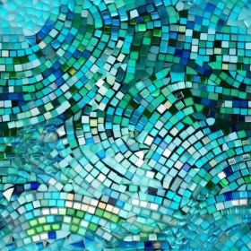 Circular Blue and Green Mosaic Tile Art