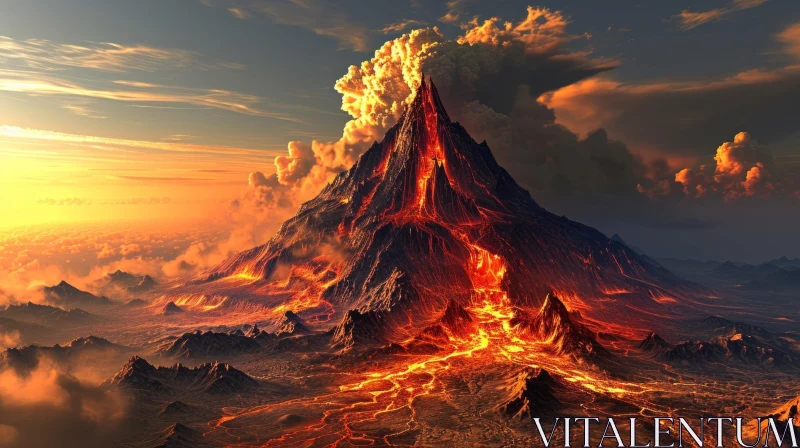 Majestic Volcano Eruption: A Captivating Natural Phenomenon AI Image