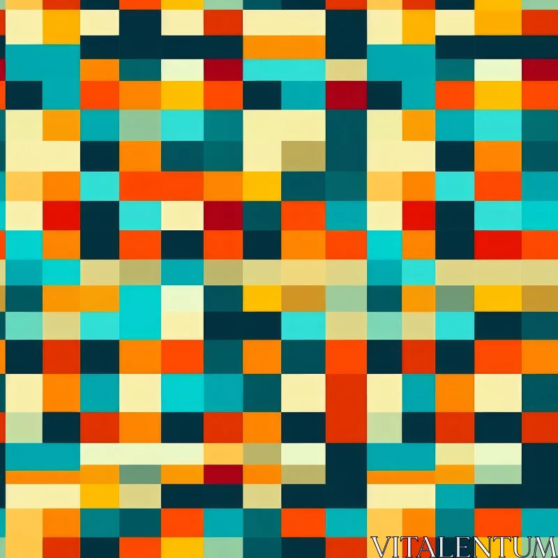 AI ART Pixelated Retro Seamless Pattern - Bright Colors