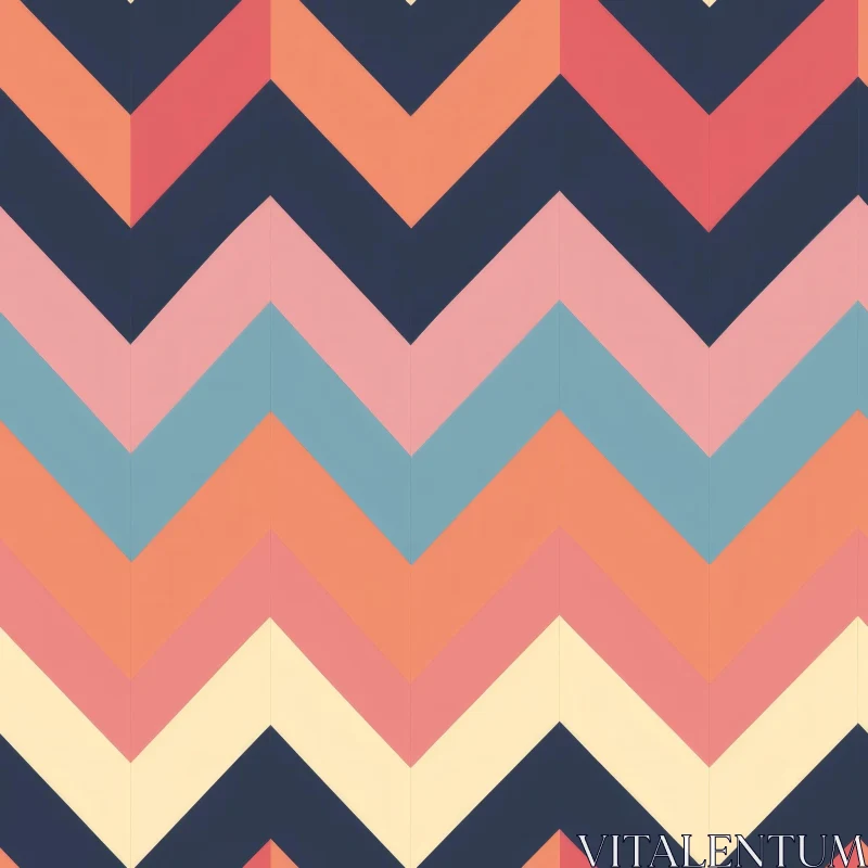 Retro Geometric Chevrons Pattern in Blue, Pink, Orange AI Image