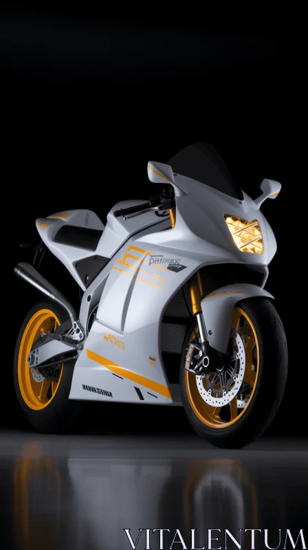 White and Yellow Motorcycle - Photorealistic Renderings AI Image